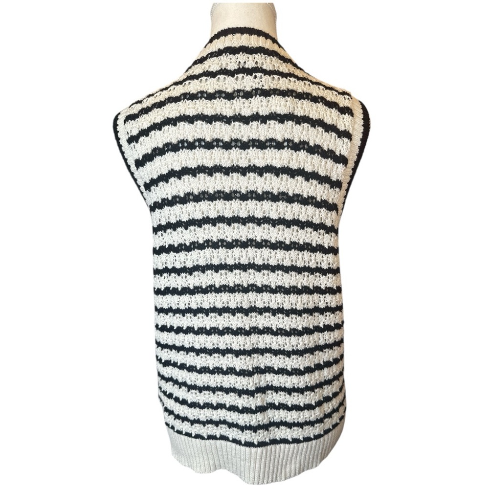 Sanctuary NWT Crochet Black and White Striped Sweater Vest/Tank - Picture 5 of 12